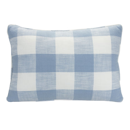 20 x 6.5 White Cotton blend Checkered Zippered Pillow
