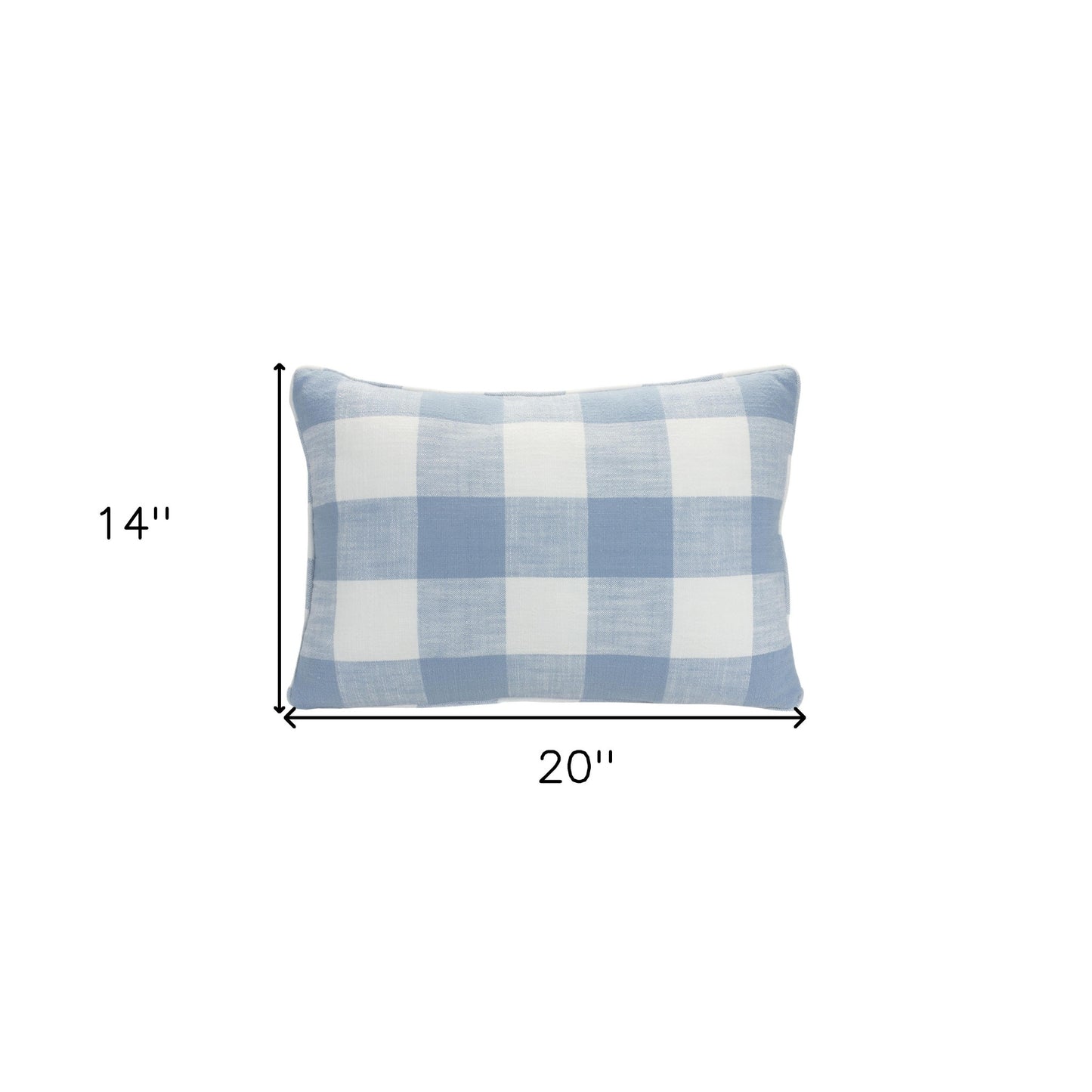 20 x 6.5 White Cotton blend Checkered Zippered Pillow