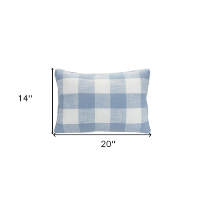 20 x 6.5 White Cotton blend Checkered Zippered Pillow