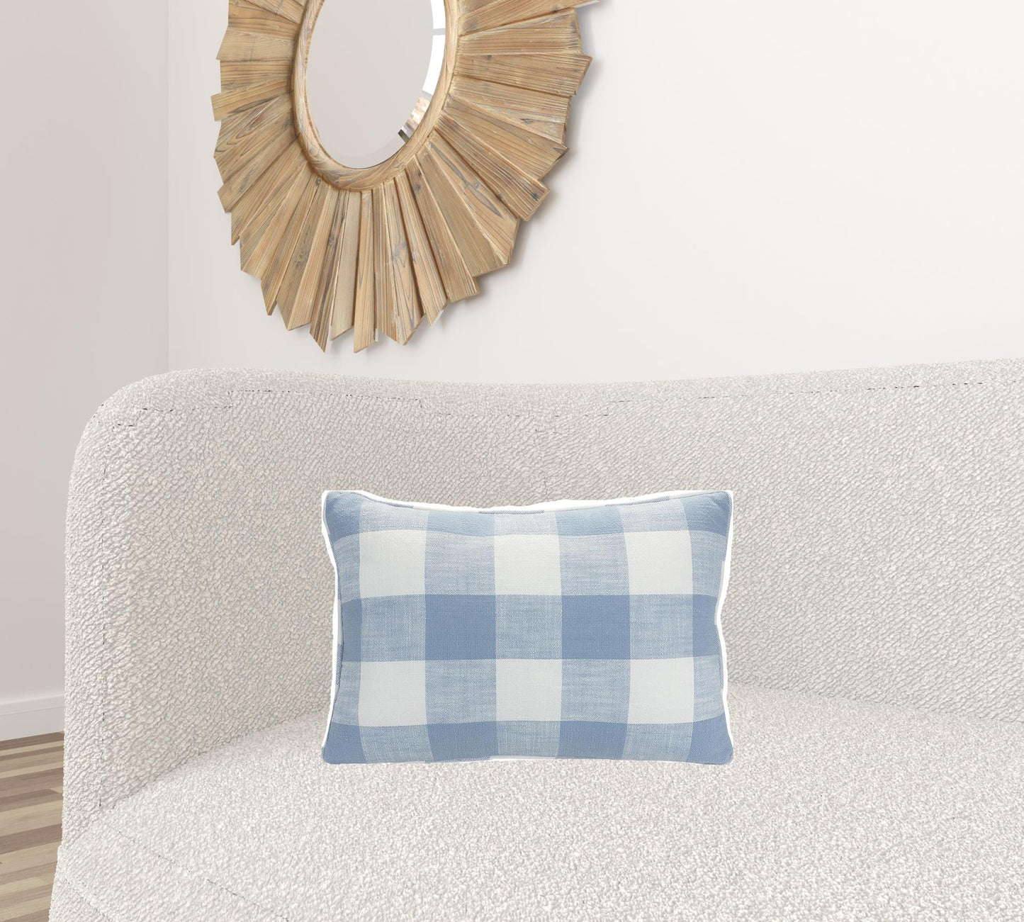 20 x 6.5 White Cotton blend Checkered Zippered Pillow