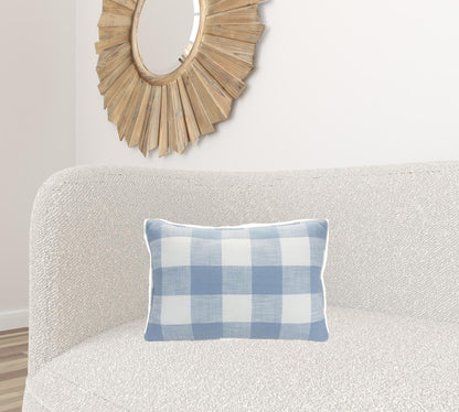 20 x 6.5 White Cotton blend Checkered Zippered Pillow