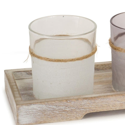 Set Of Two Brown Flameless Tabletop Votive Candle Holder