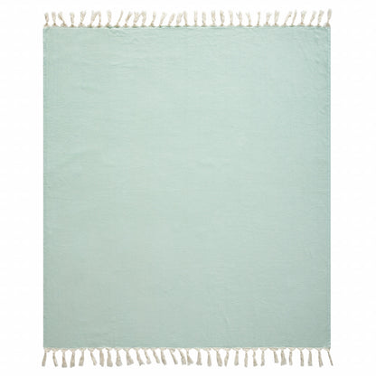 Gray Woven Cotton Herringbone Throw Blanket