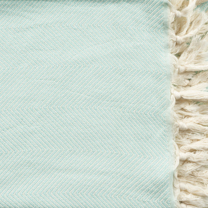 Gray Woven Cotton Herringbone Throw Blanket