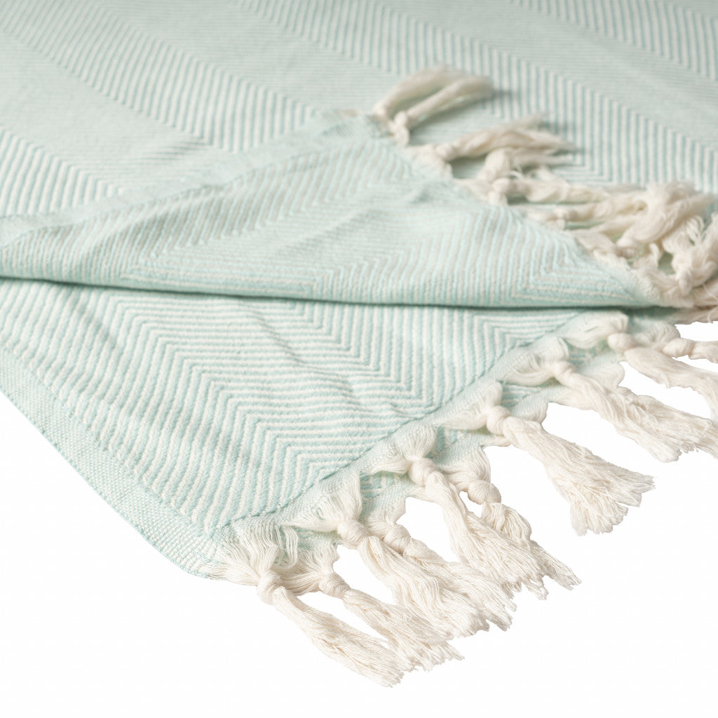 Gray Woven Cotton Herringbone Throw Blanket