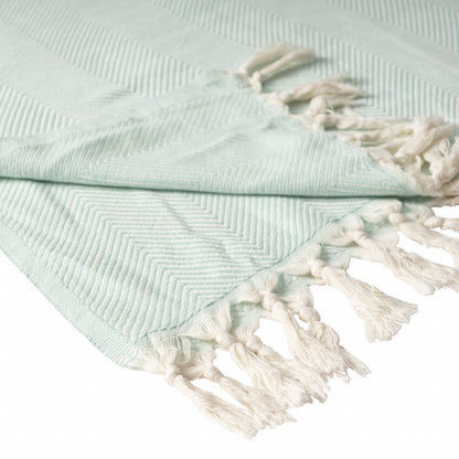 Gray Woven Cotton Herringbone Throw Blanket
