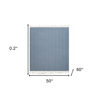 Gray Woven Cotton Herringbone Throw Blanket
