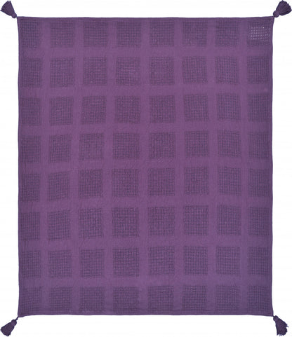 Cream Woven Cotton Solid Color Throw Blanket
