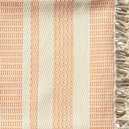 Blue and White Woven Cotton Striped Throw Blanket