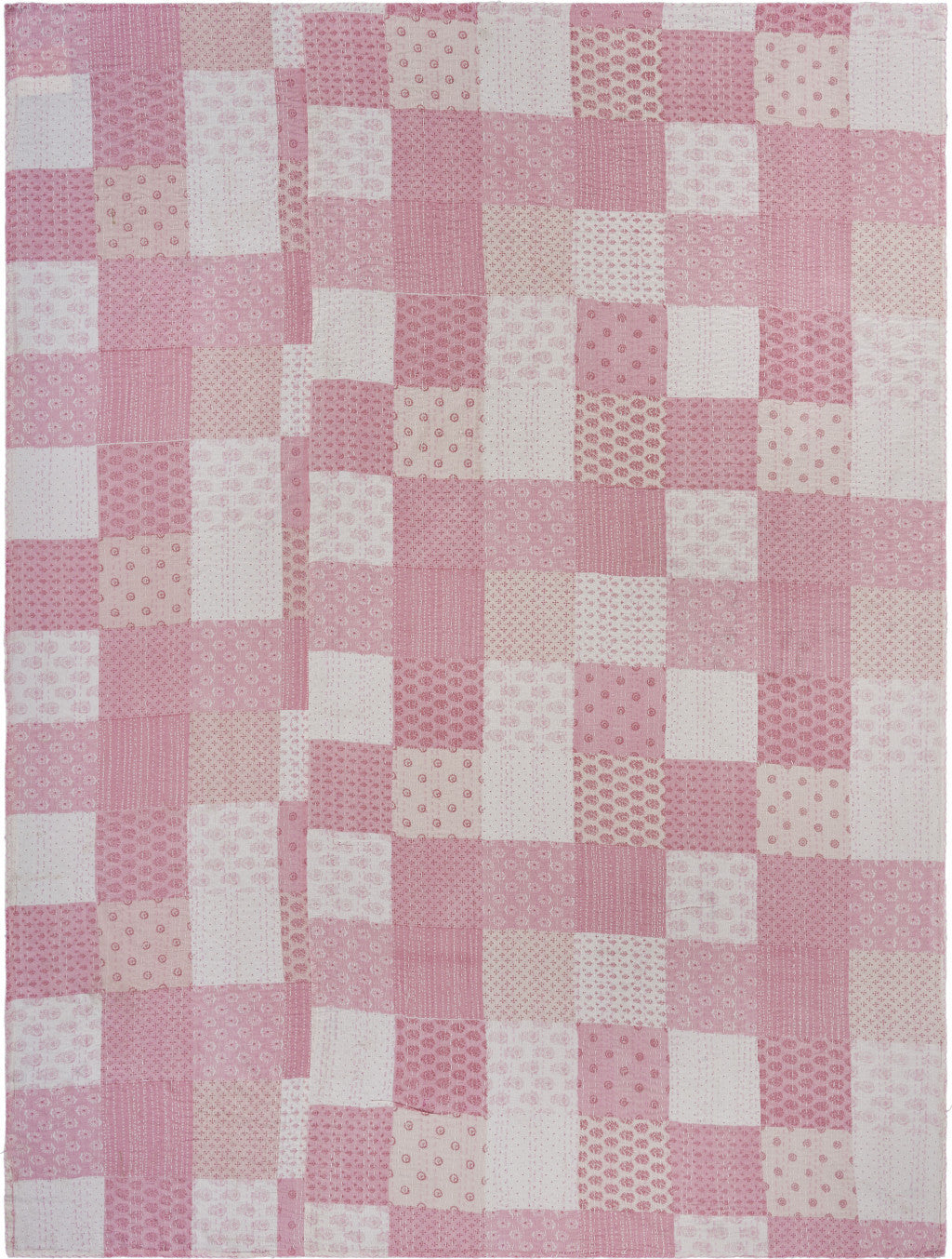 Pink Knitted Cotton Geometric Reversable Throw