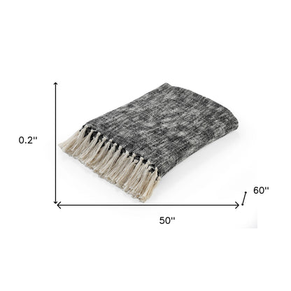 Blue and White Woven Cotton Solid Color Throw Blanket