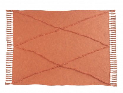 Orange Woven Cotton Solid Color Throw Blanket
