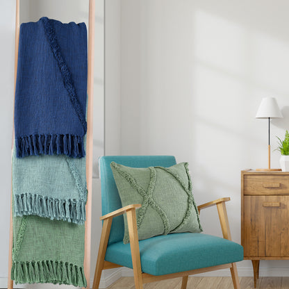 Orange Woven Cotton Solid Color Throw Blanket