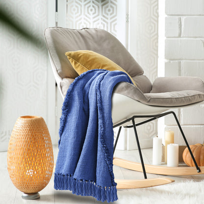Orange Woven Cotton Solid Color Throw Blanket
