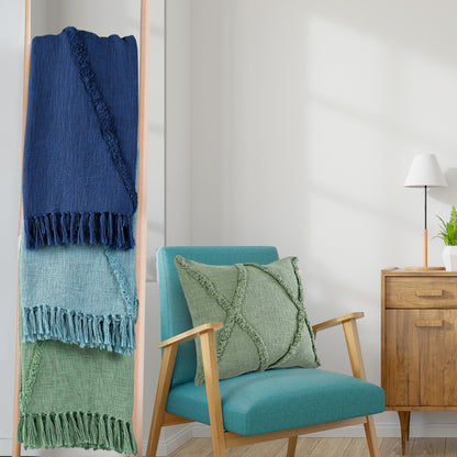 Orange Woven Cotton Solid Color Throw Blanket