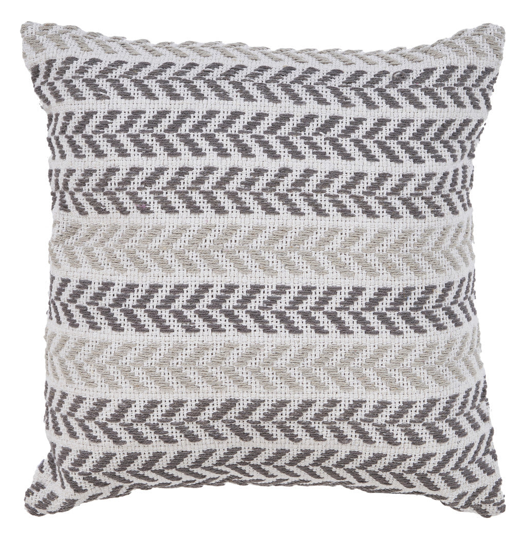 18" X 18" Blue White And Gray 100% Cotton Chevron Zippered Pillow