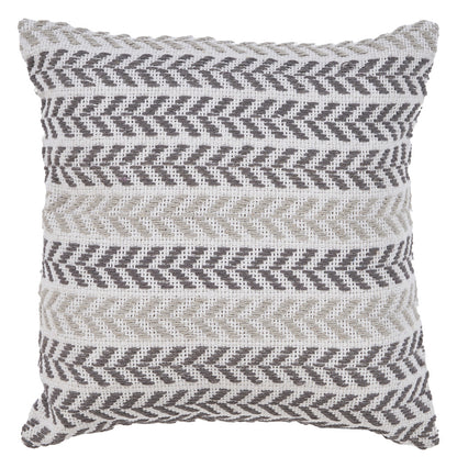 18" X 18" Blue White And Gray 100% Cotton Chevron Zippered Pillow