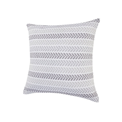 18" X 18" Blue White And Gray 100% Cotton Chevron Zippered Pillow