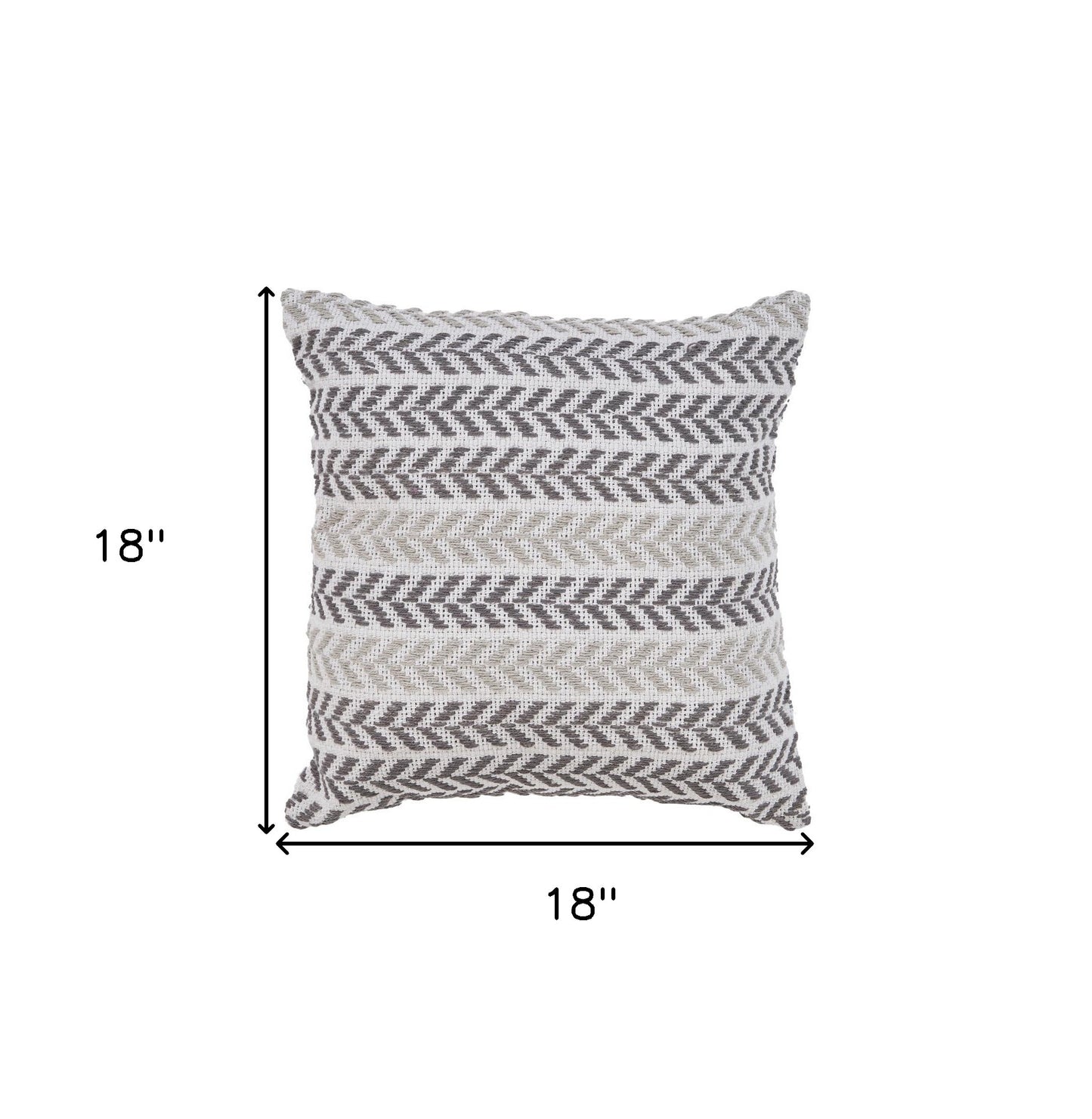 18" X 18" Blue White And Gray 100% Cotton Chevron Zippered Pillow