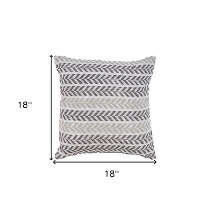 18" X 18" Blue White And Gray 100% Cotton Chevron Zippered Pillow