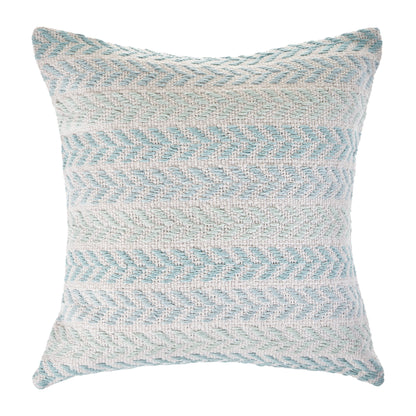 18" X 18" Blue White And Gray 100% Cotton Chevron Zippered Pillow