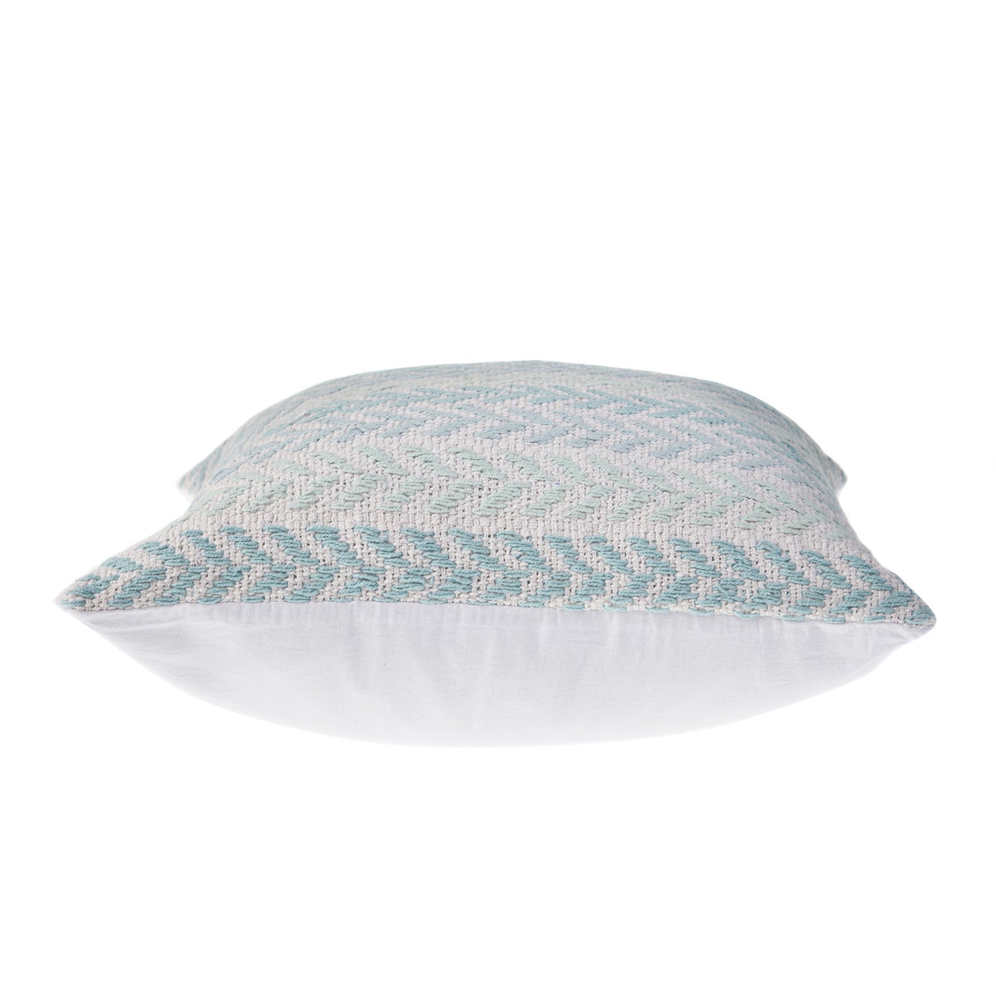 18" X 18" Blue White And Gray 100% Cotton Chevron Zippered Pillow