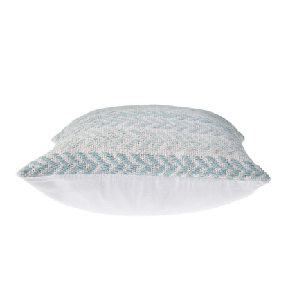18" X 18" Blue White And Gray 100% Cotton Chevron Zippered Pillow