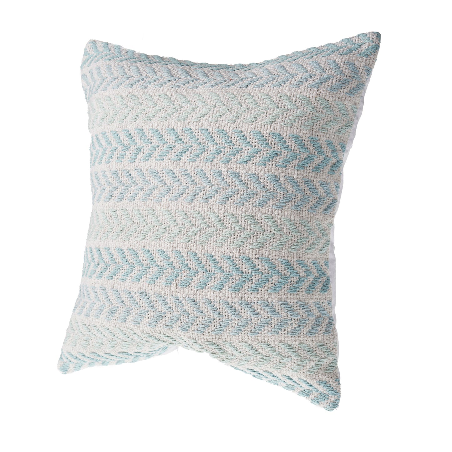 18" X 18" Blue White And Gray 100% Cotton Chevron Zippered Pillow
