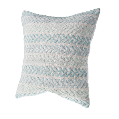 18" X 18" Blue White And Gray 100% Cotton Chevron Zippered Pillow