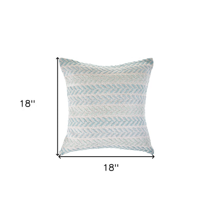 18" X 18" Blue White And Gray 100% Cotton Chevron Zippered Pillow