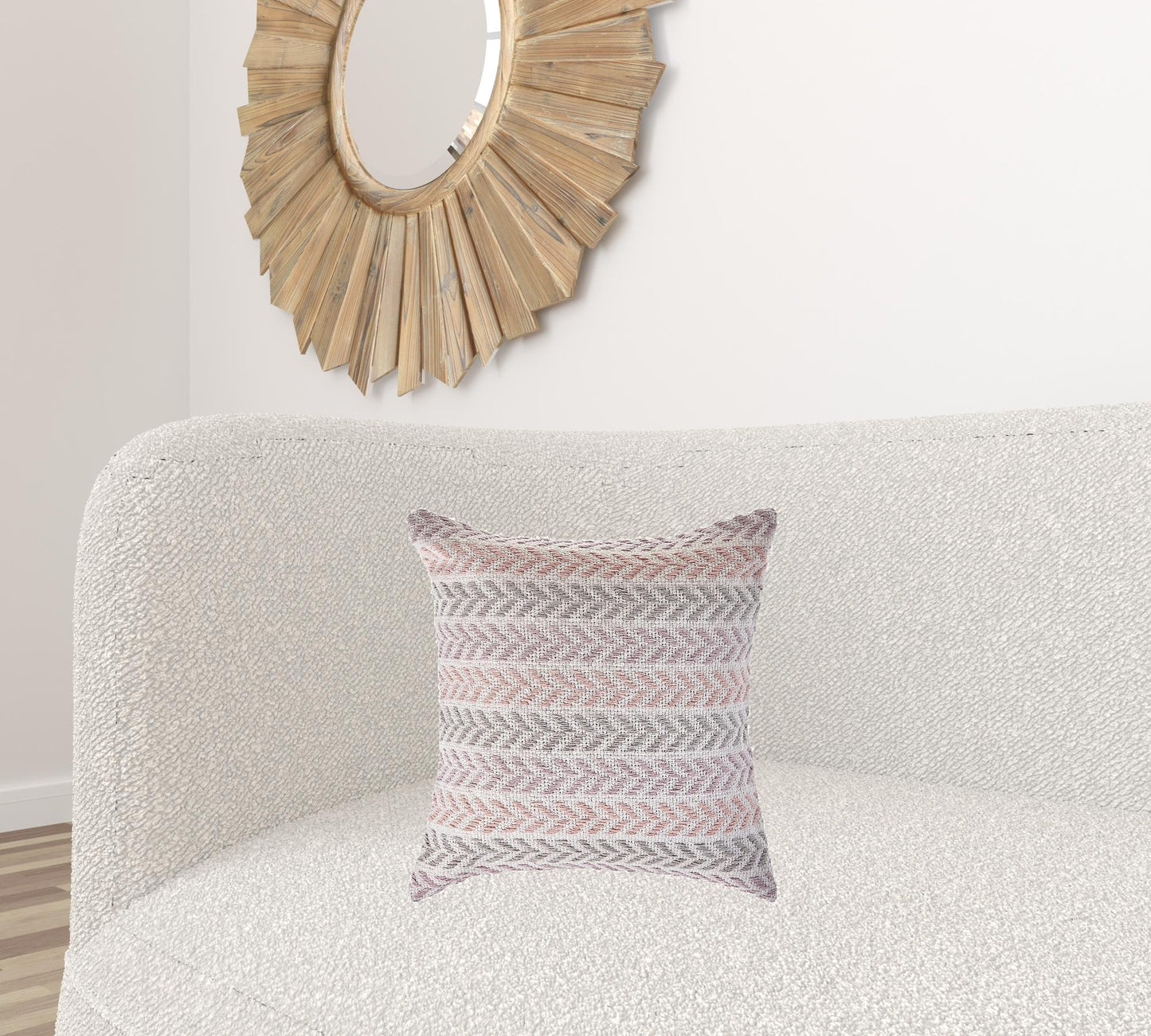 18" X 18" Blue White And Gray 100% Cotton Chevron Zippered Pillow