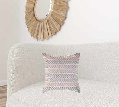 18" X 18" Blue White And Gray 100% Cotton Chevron Zippered Pillow