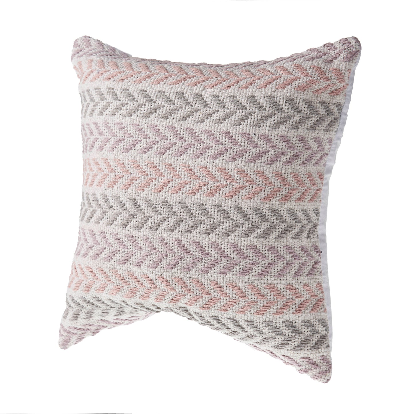 18" X 18" Blue White And Gray 100% Cotton Chevron Zippered Pillow