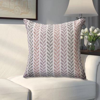 18" X 18" Blue White And Gray 100% Cotton Chevron Zippered Pillow