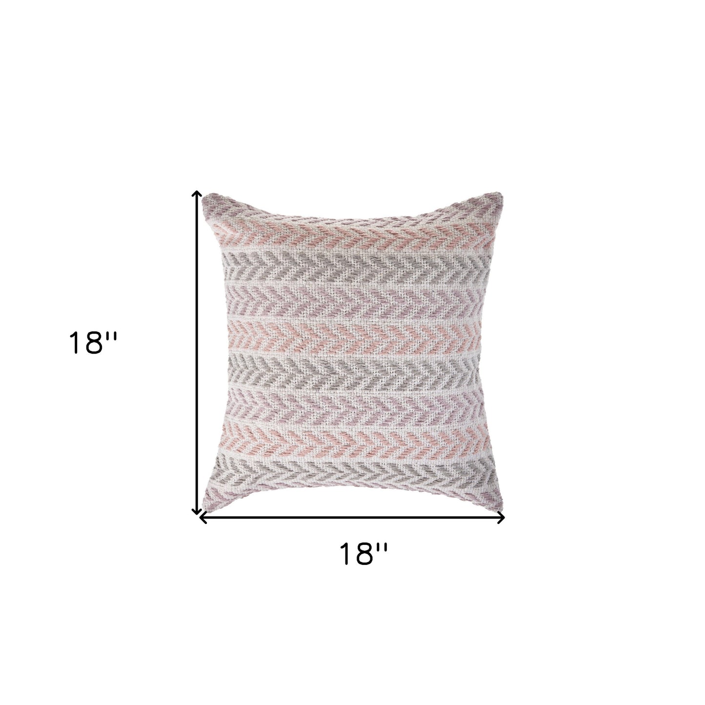 18" X 18" Blue White And Gray 100% Cotton Chevron Zippered Pillow