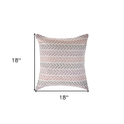 18" X 18" Blue White And Gray 100% Cotton Chevron Zippered Pillow