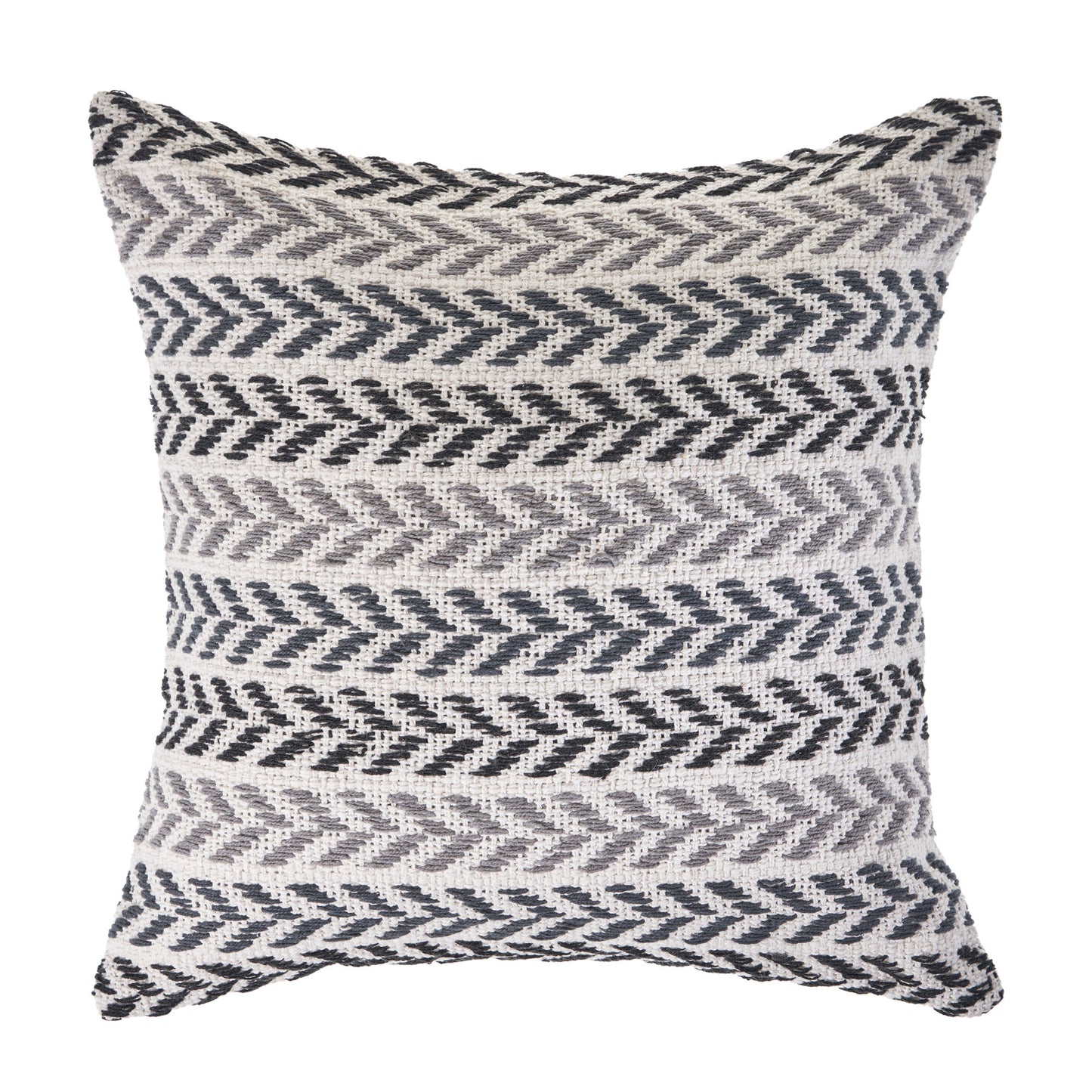 18" X 18" Blue White And Gray 100% Cotton Chevron Zippered Pillow
