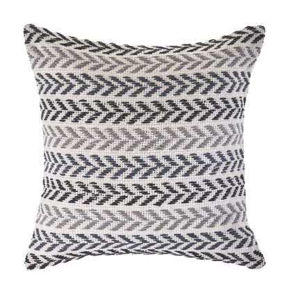 18" X 18" Blue White And Gray 100% Cotton Chevron Zippered Pillow