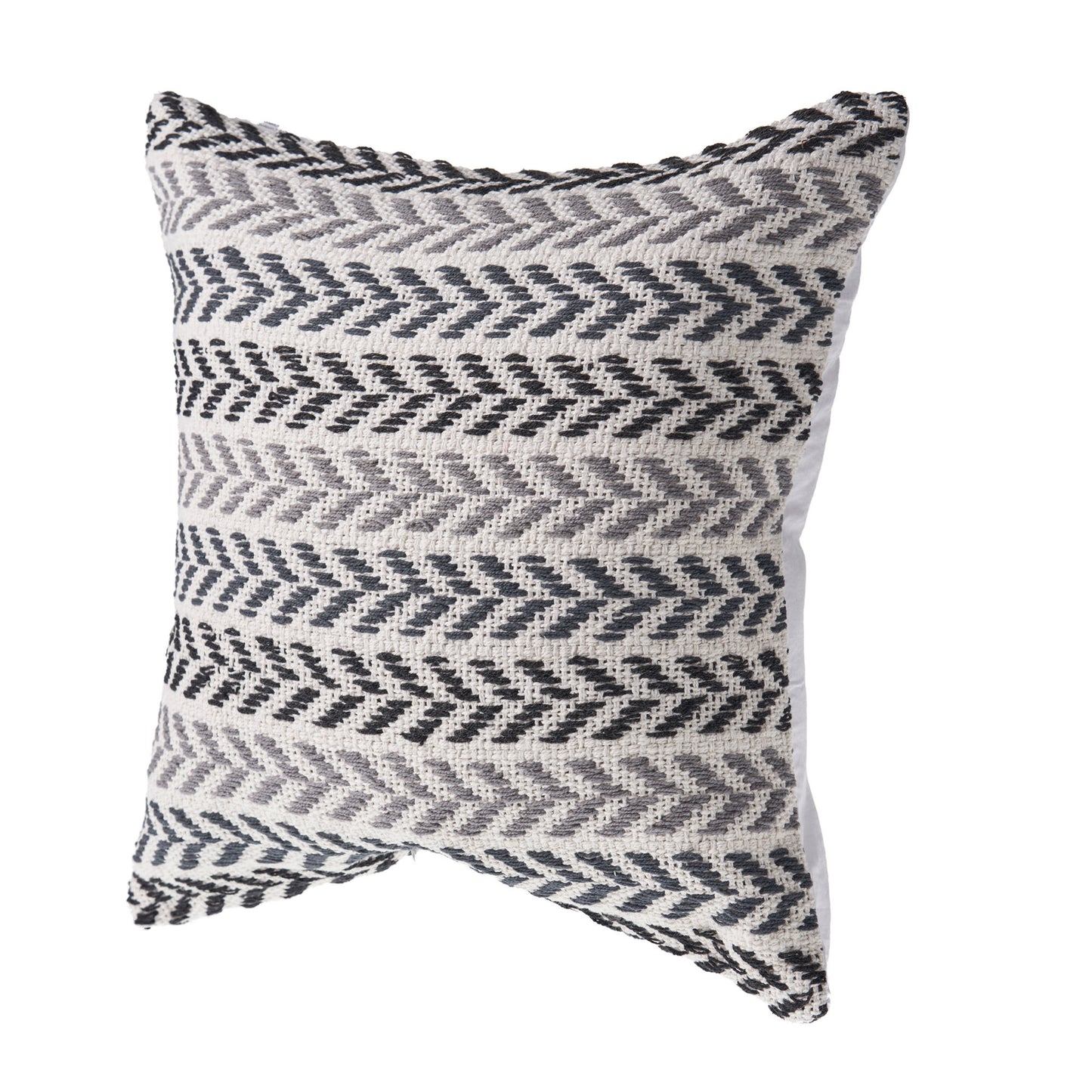 18" X 18" Blue White And Gray 100% Cotton Chevron Zippered Pillow
