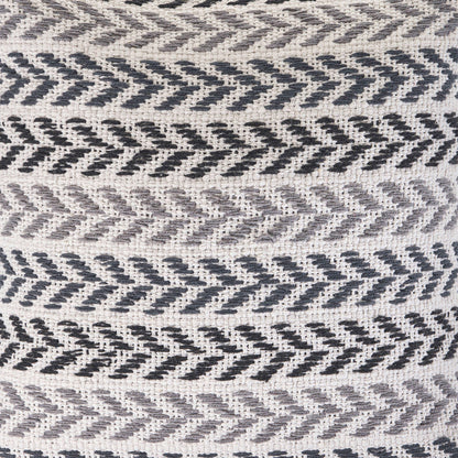 18" X 18" Blue White And Gray 100% Cotton Chevron Zippered Pillow