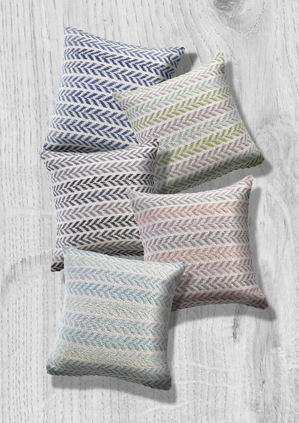 18" X 18" Blue White And Gray 100% Cotton Chevron Zippered Pillow