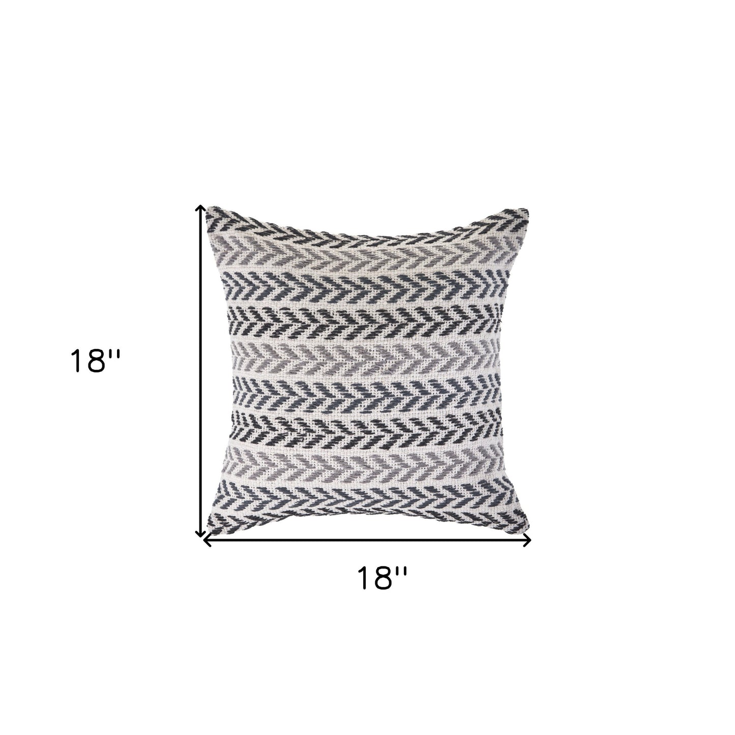 18" X 18" Blue White And Gray 100% Cotton Chevron Zippered Pillow
