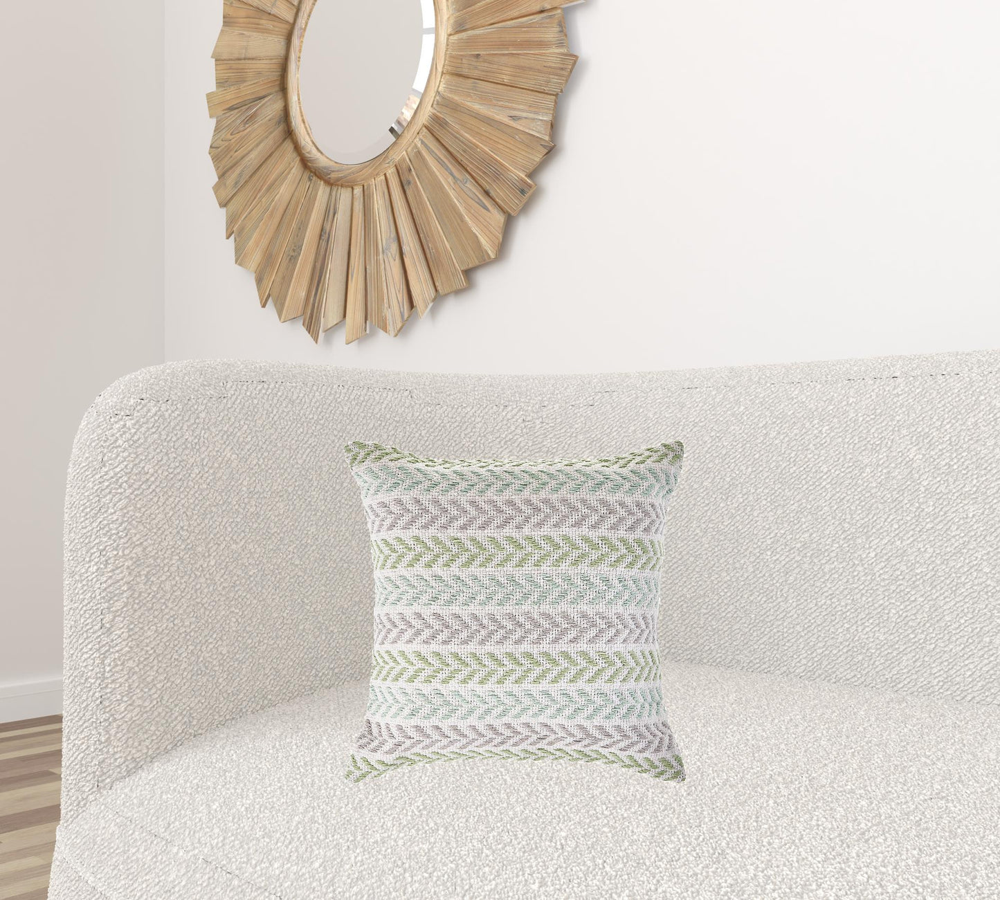 18" X 18" Blue White And Gray 100% Cotton Chevron Zippered Pillow