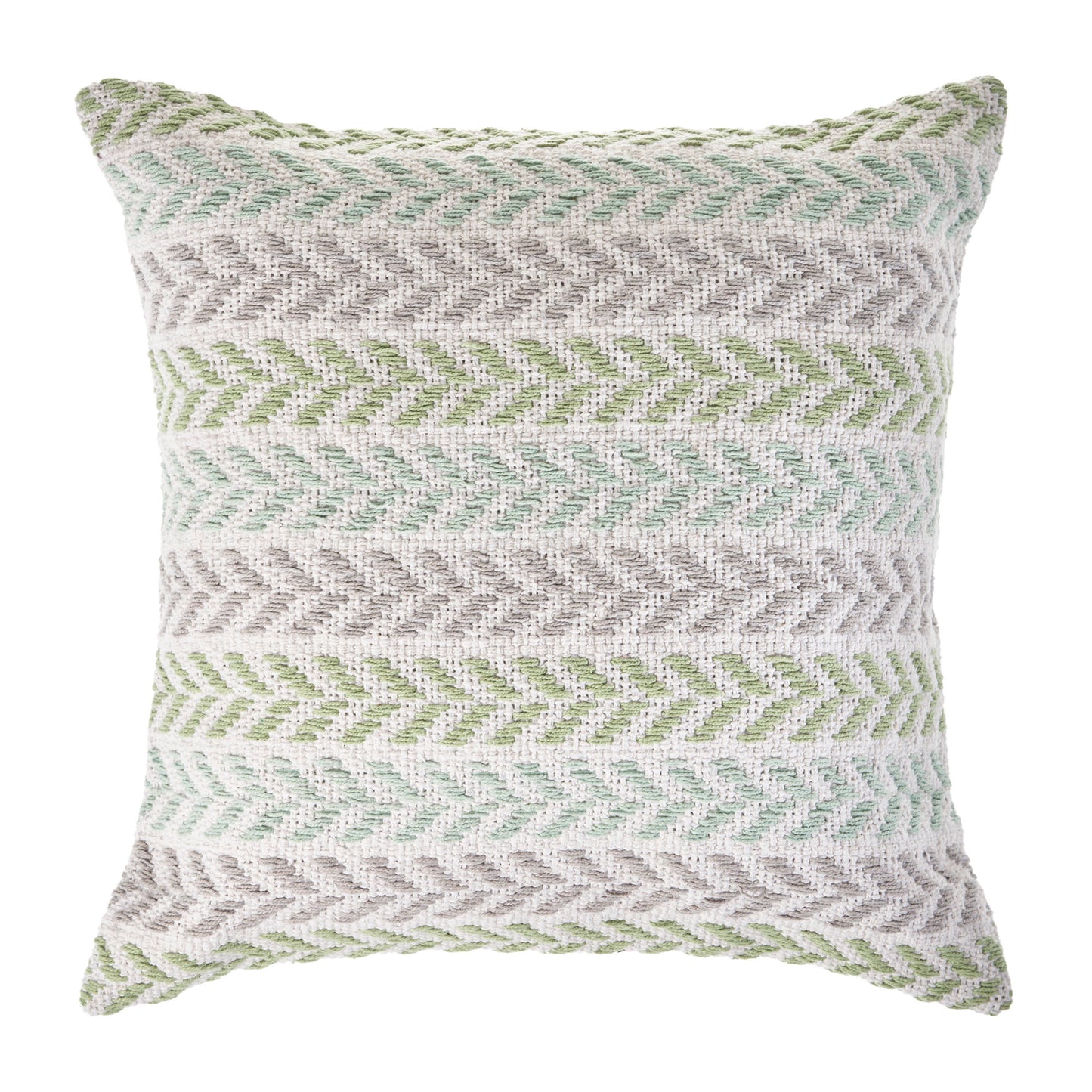 18" X 18" Blue White And Gray 100% Cotton Chevron Zippered Pillow
