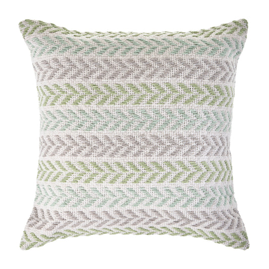 18" X 18" Blue White And Gray 100% Cotton Chevron Zippered Pillow