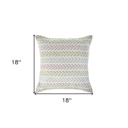 18" X 18" Blue White And Gray 100% Cotton Chevron Zippered Pillow