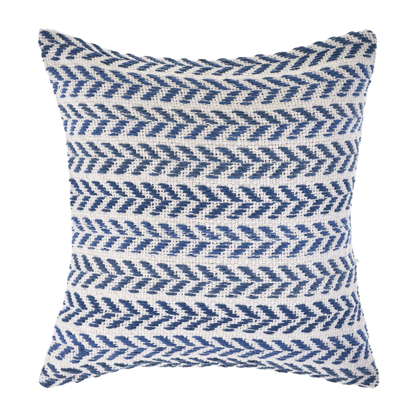 18" X 18" Blue White And Gray 100% Cotton Chevron Zippered Pillow