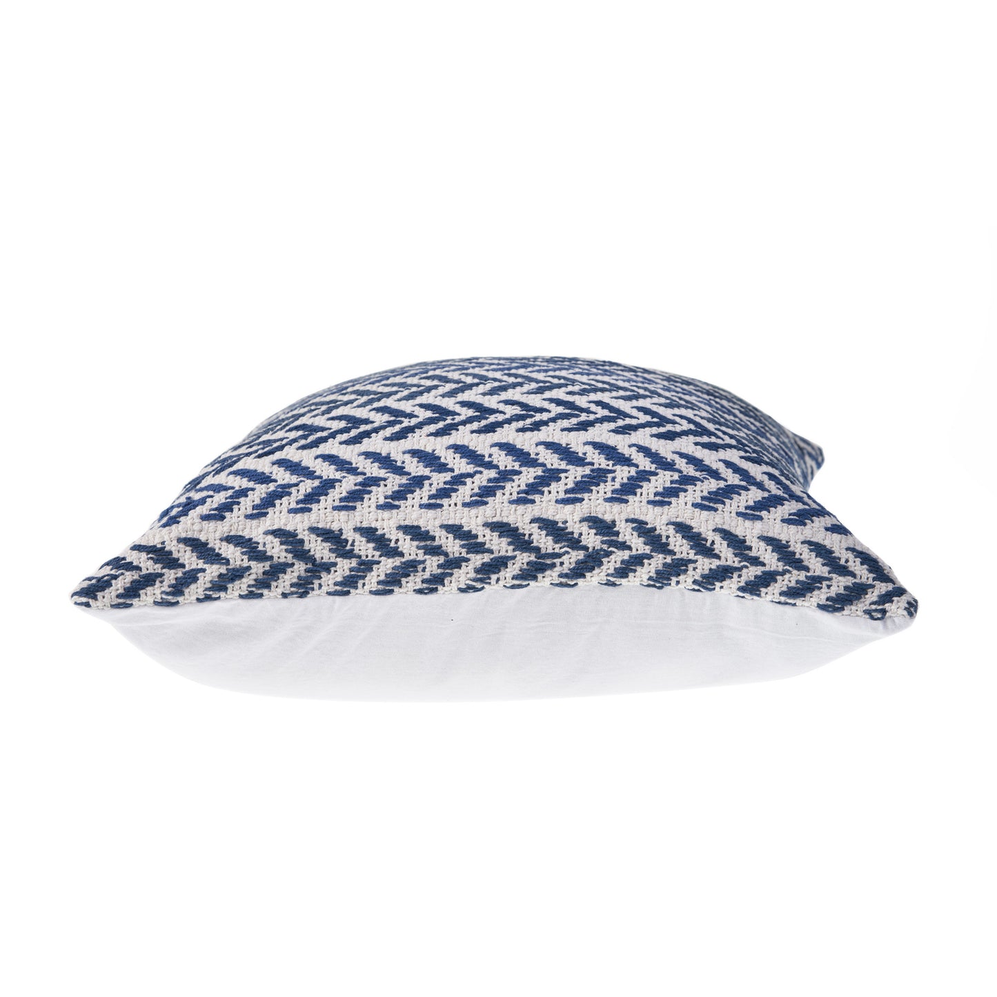18" X 18" Blue White And Gray 100% Cotton Chevron Zippered Pillow