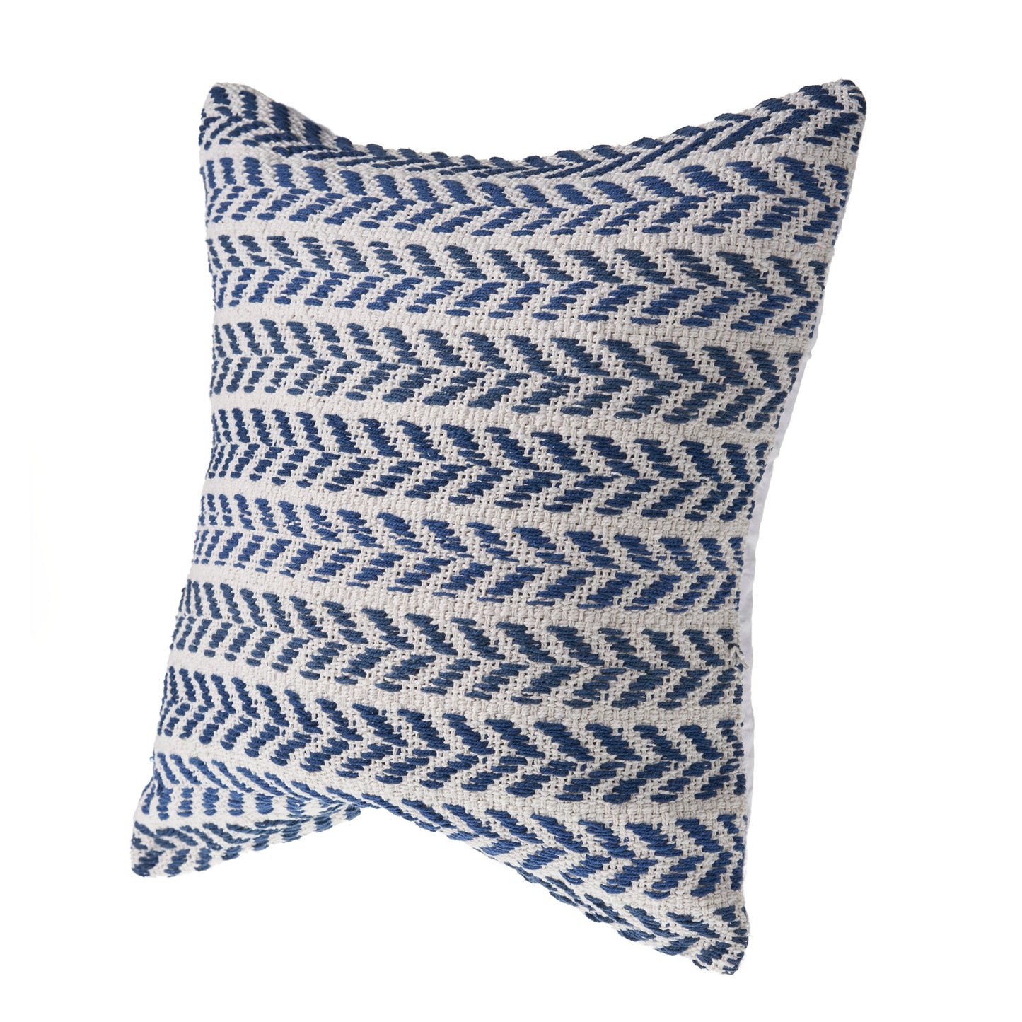18" X 18" Blue White And Gray 100% Cotton Chevron Zippered Pillow