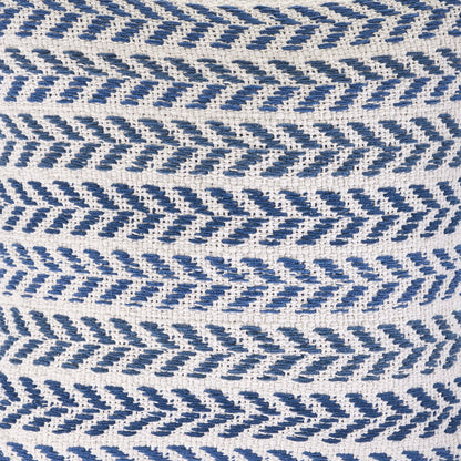 18" X 18" Blue White And Gray 100% Cotton Chevron Zippered Pillow